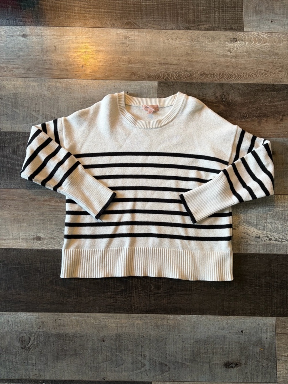 Philosophy Black Cream Striped Sweater XL Preppy Knit Pullover
